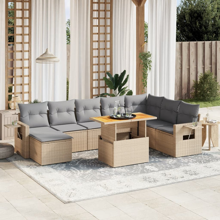 Set Canapele De Grădină, 9 Piese, Cu Perne, , Poliratan