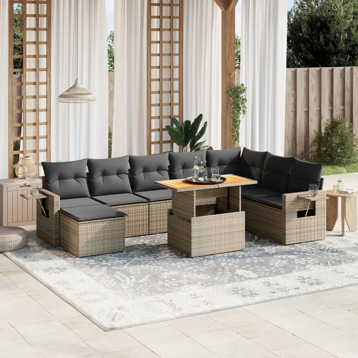 Set Canapele De Grădină, 9 Piese, Cu Perne, , Poliratan