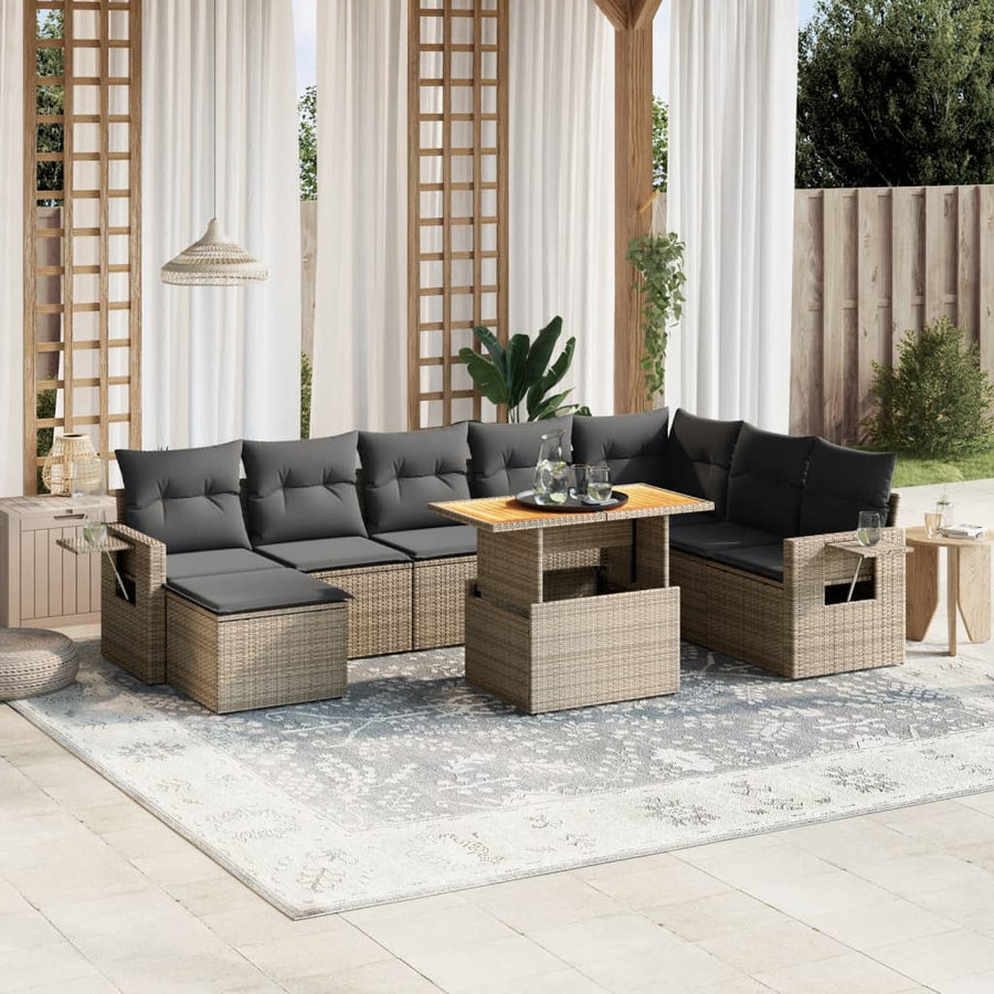 Set Canapele De Grădină, 9 Piese, Cu Perne, , Poliratan