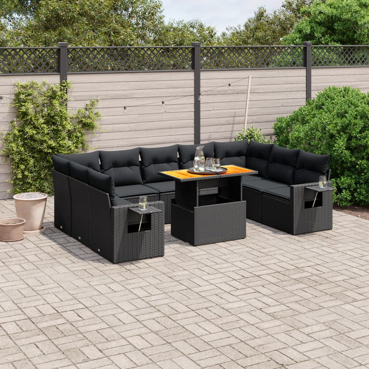 Set Canapele De Grădină Cu Perne, 10 Piese, , Poliratan