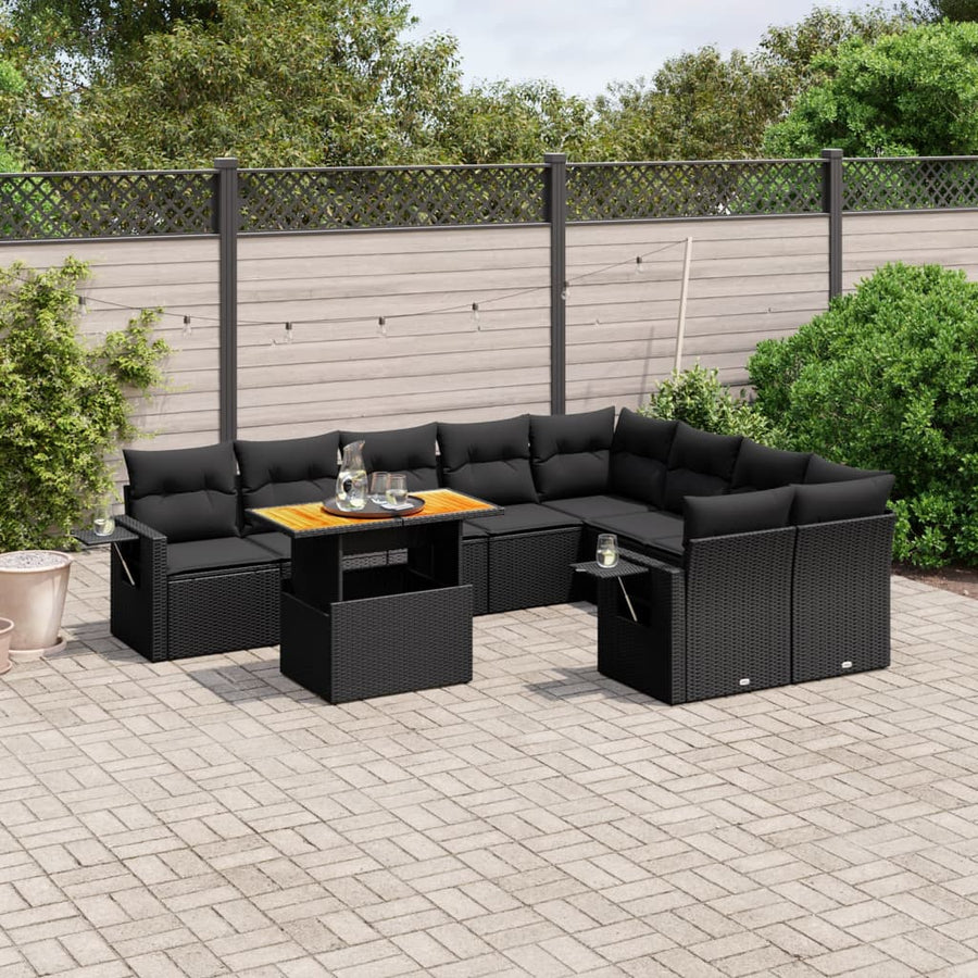 Set Canapele De Grădină Cu Perne, 10 Piese, , Poliratan