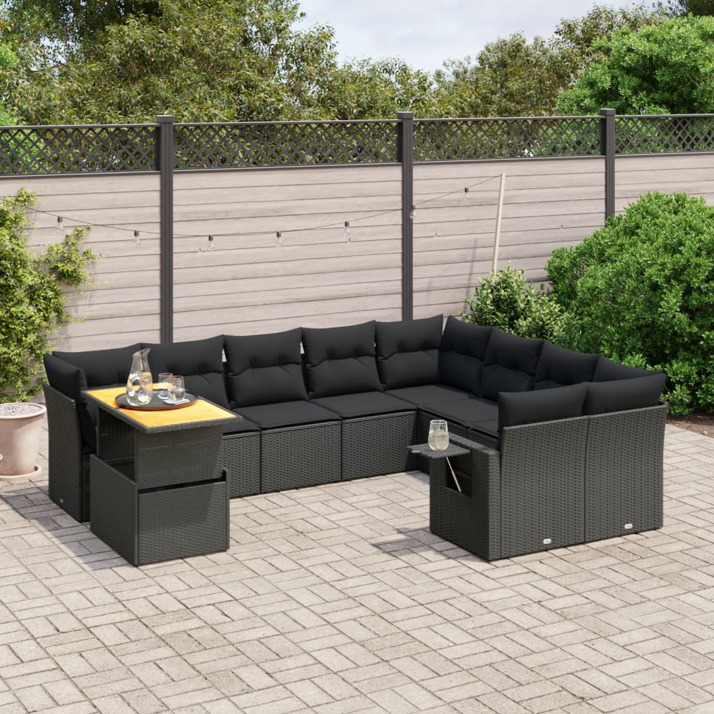 Set Canapele De Grădină Cu Perne, 10 Piese, , Poliratan