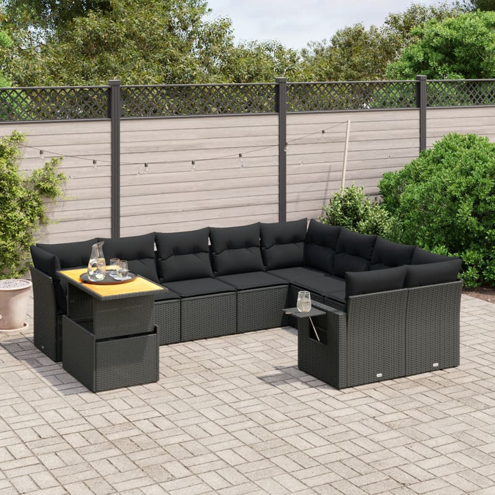 Set Canapele De Grădină Cu Perne, 10 Piese, , Poliratan