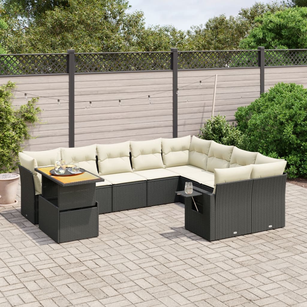 Set Canapele De Grădină Cu Perne, 10 Piese, , Poliratan