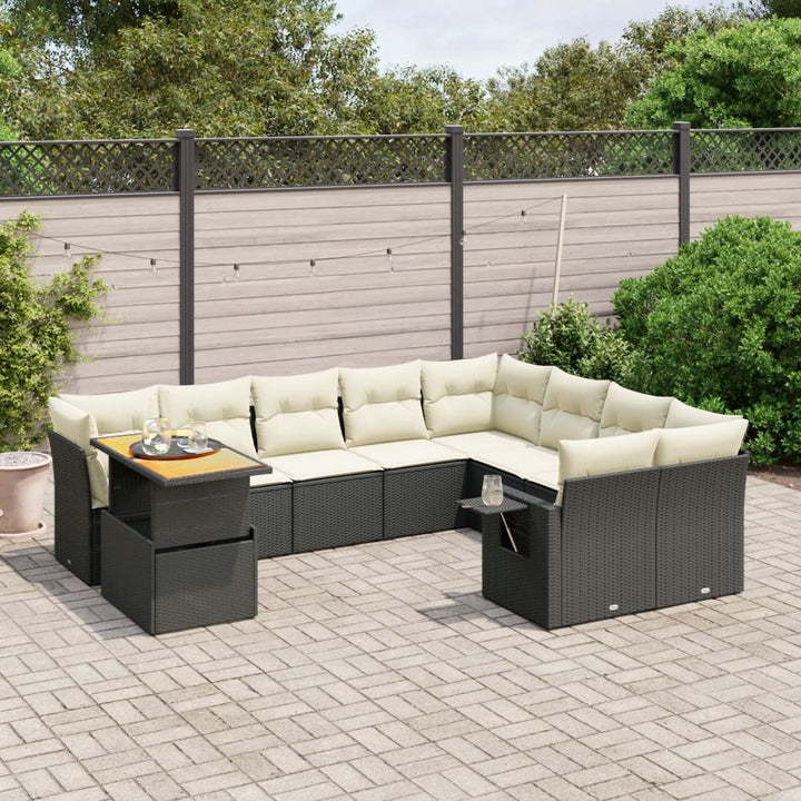 Set Canapele De Grădină Cu Perne, 10 Piese, , Poliratan