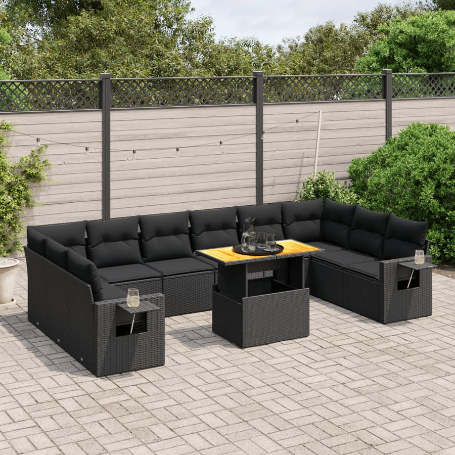 Set Canapele De Grădină Cu Perne, 11 Piese, , Poliratan