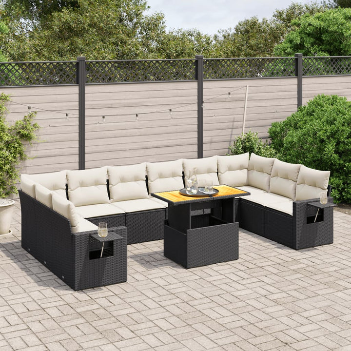Set Canapele De Grădină Cu Perne, 11 Piese, , Poliratan