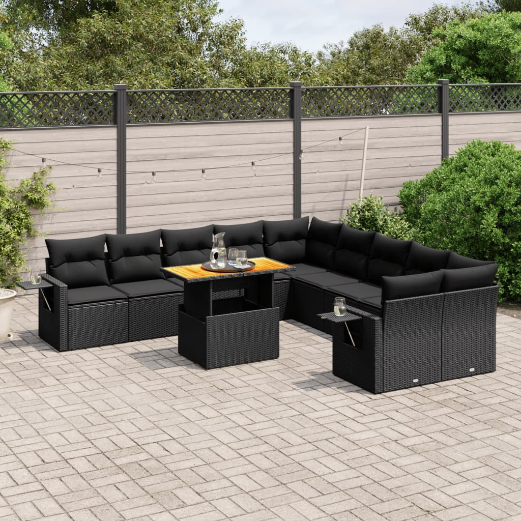 Set Canapele De Grădină Cu Perne, 11 Piese, , Poliratan