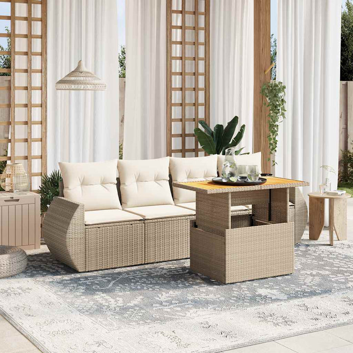 Set Mobilier De Grădină Cu Perne, 5 Piese, Negru, Poliratan