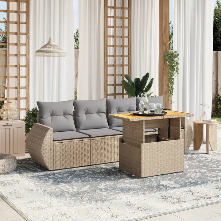 Set Mobilier De Grădină Cu Perne, 5 Piese, Negru, Poliratan