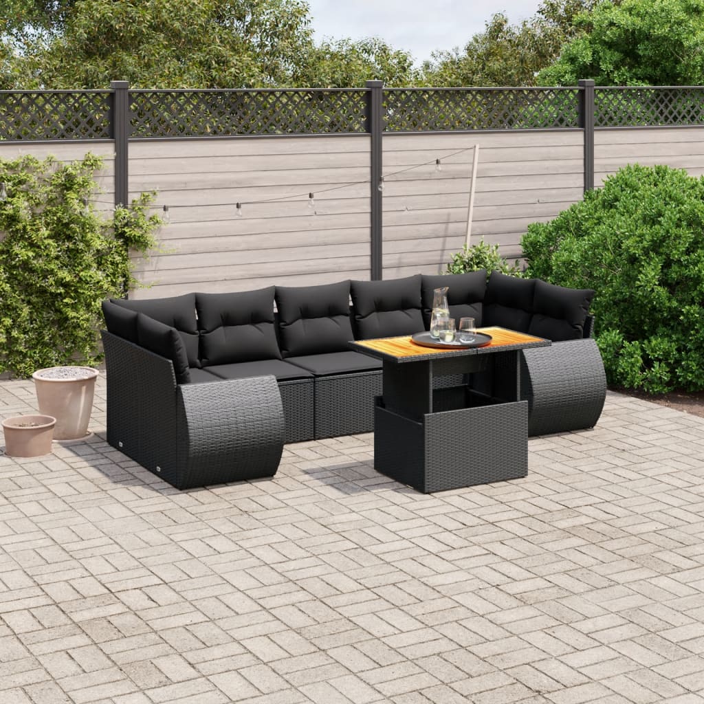 Set Canapele De Grădină, 8 Piese, Cu Perne, Bej, Poliratan