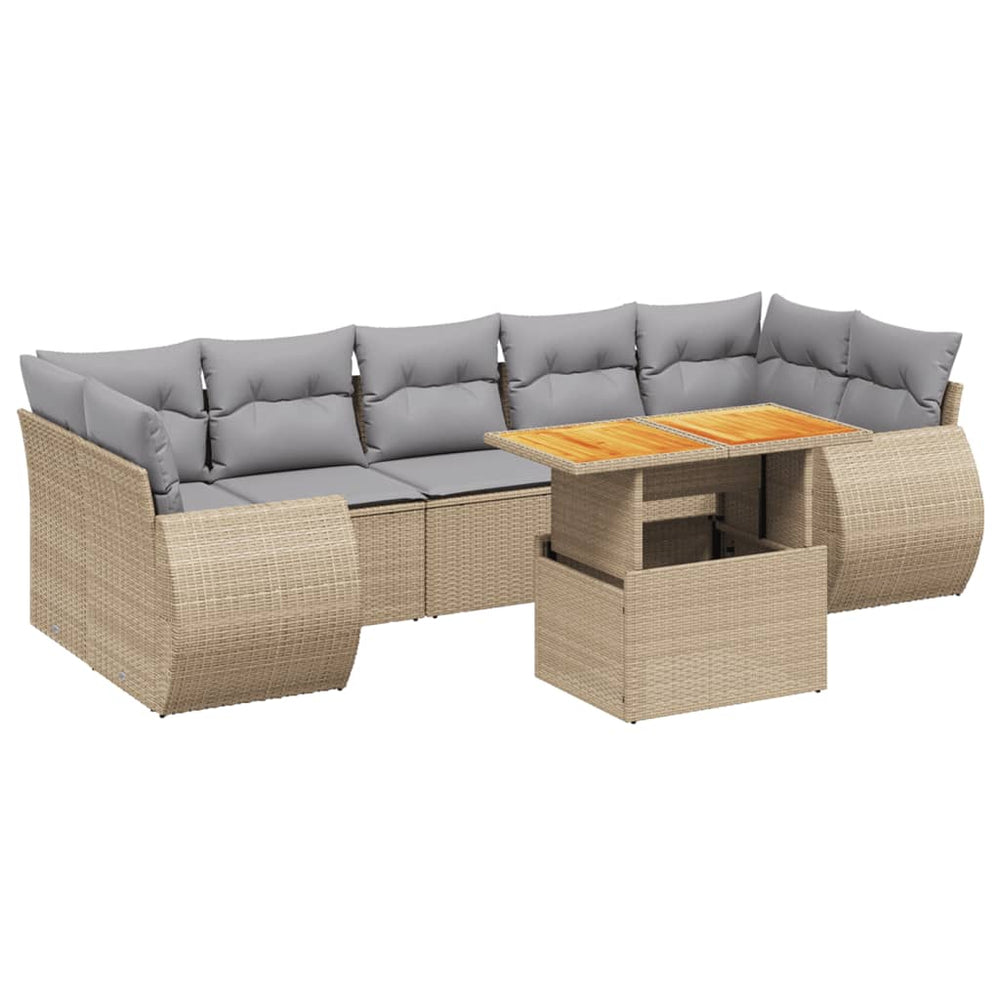 Set Canapele De Grădină, 8 Piese, Cu Perne, Bej, Poliratan