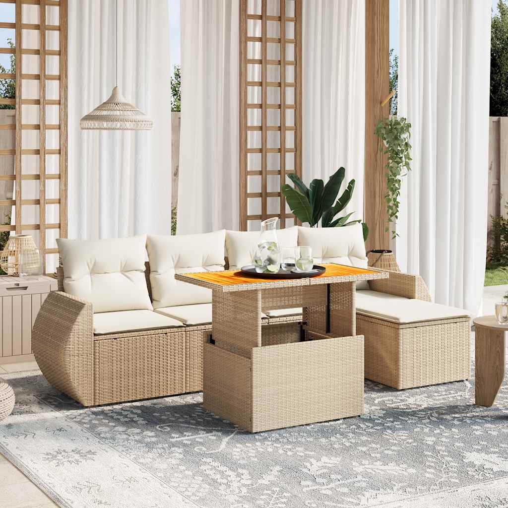 Set Mobilier De Grădină Cu Perne, 6 Piese, Negru, Poliratan