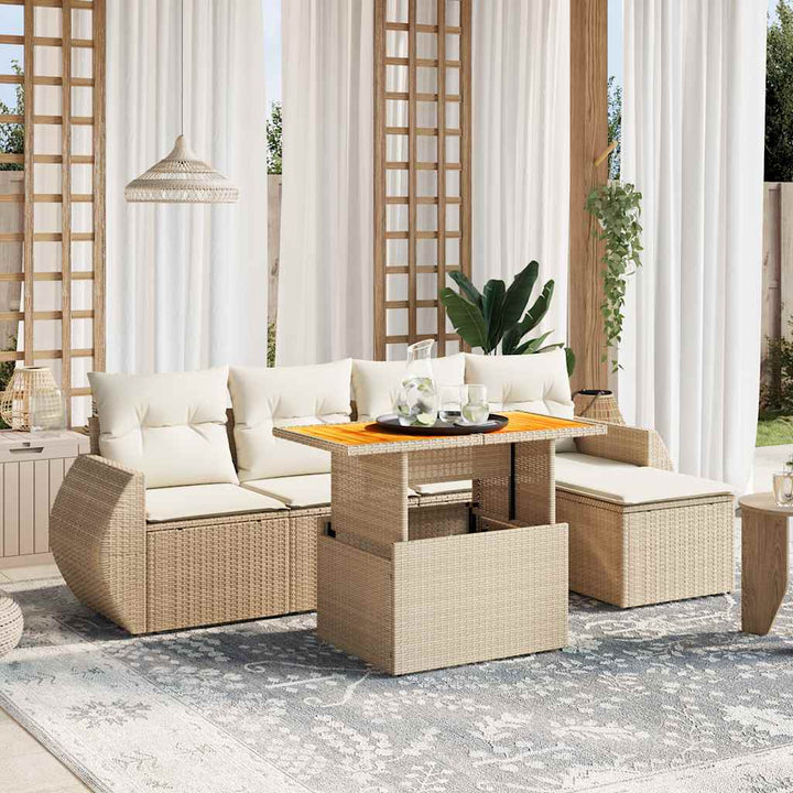 Set Mobilier De Grădină Cu Perne, 6 Piese, Negru, Poliratan