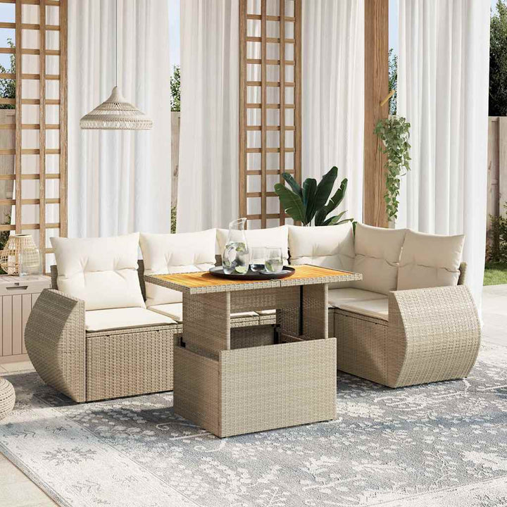 Set Mobilier De Grădină Cu Perne, 6 Piese, Negru, Poliratan