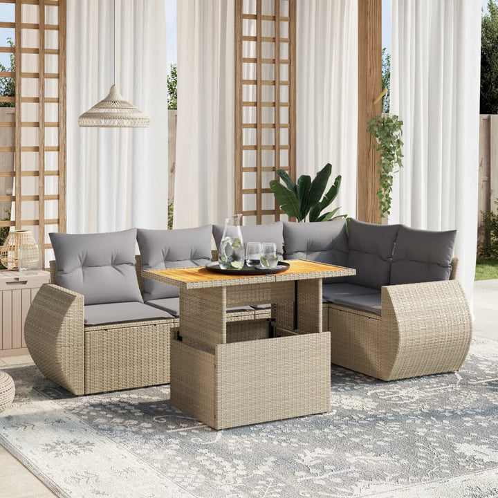 Set Mobilier De Grădină Cu Perne, 6 Piese, Negru, Poliratan