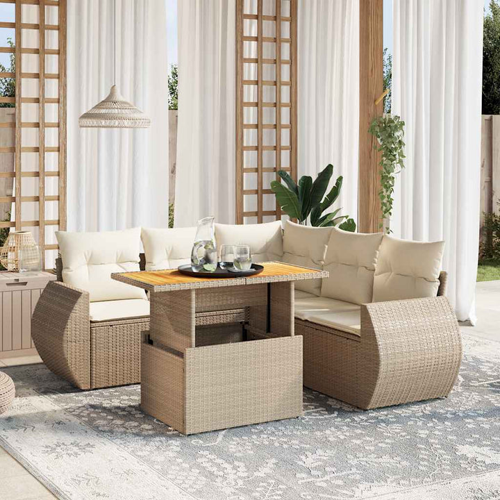 Set Mobilier De Grădină Cu Perne, 6 Piese, Negru, Poliratan