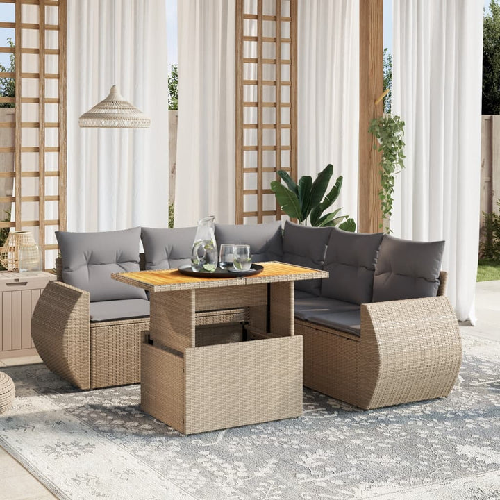 Set Mobilier De Grădină Cu Perne, 6 Piese, Negru, Poliratan