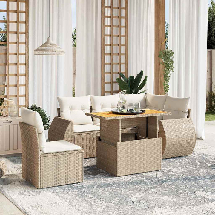 Set Mobilier De Grădină Cu Perne, 6 Piese, Negru, Poliratan