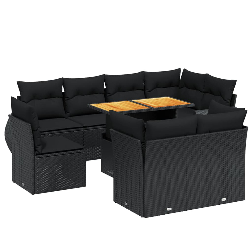 Set Mobilier De Grădină Cu Perne, 9 Piese, , Poliratan