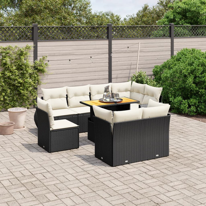 Set Mobilier De Grădină Cu Perne, 9 Piese, , Poliratan