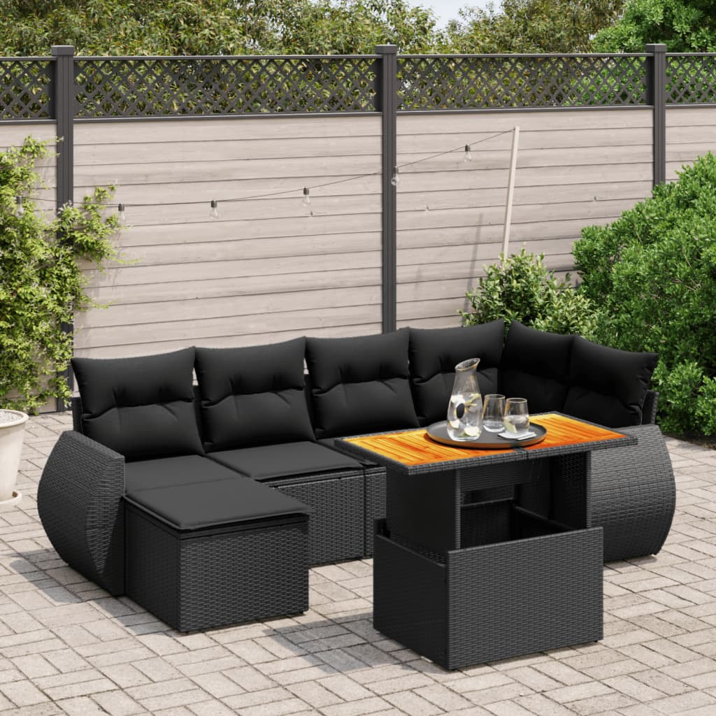 Set Canapele De Grădină, 7 Piese, Cu Perne, , Poliratan