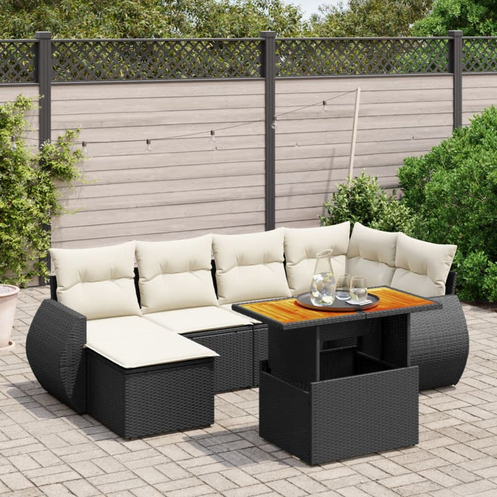 Set Canapele De Grădină, 7 Piese, Cu Perne, , Poliratan