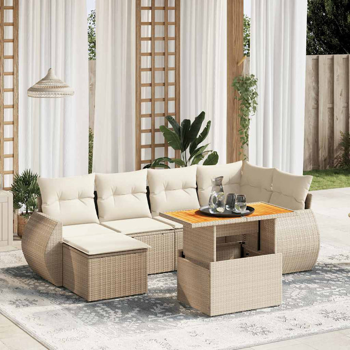 Set Canapele De Grădină, 7 Piese, Cu Perne, , Poliratan