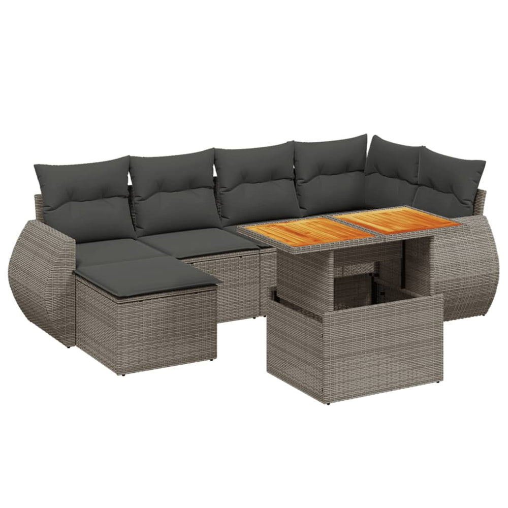 Set Canapele De Grădină, 7 Piese, Cu Perne, , Poliratan