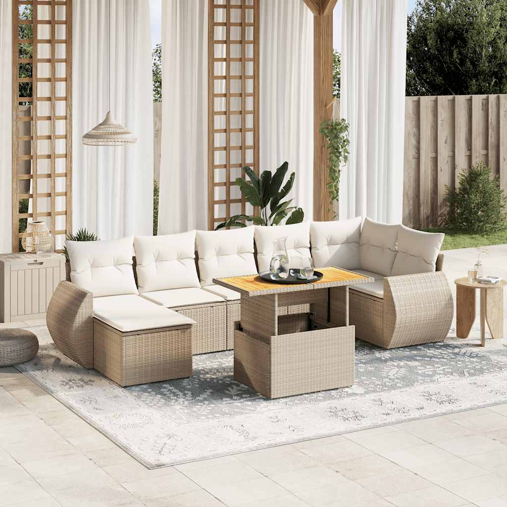 Set Mobilier De Grădină Cu Perne, 8 Piese, Negru, Poliratan