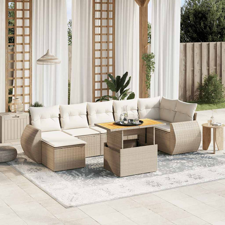 Set Mobilier De Grădină Cu Perne, 8 Piese, Negru, Poliratan