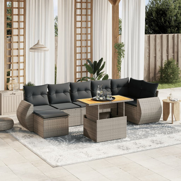 Set Mobilier De Grădină Cu Perne, 8 Piese, Negru, Poliratan
