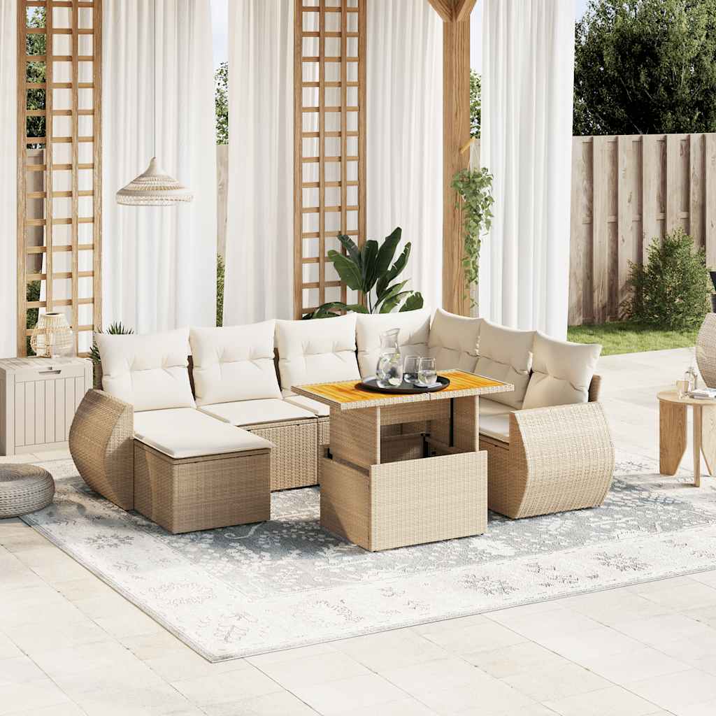 Set Mobilier De Grădină Cu Perne, 8 Piese, Negru, Poliratan