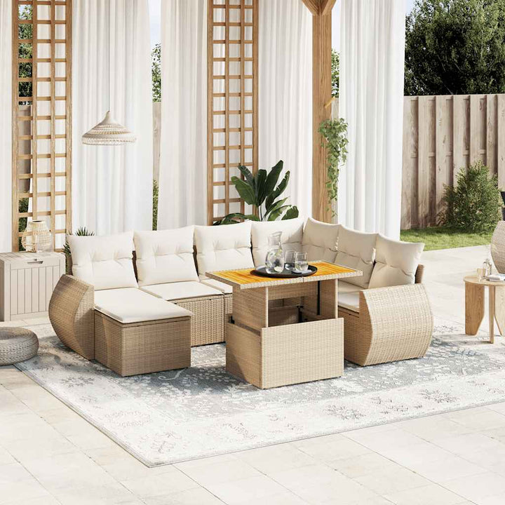 Set Mobilier De Grădină Cu Perne, 8 Piese, Negru, Poliratan
