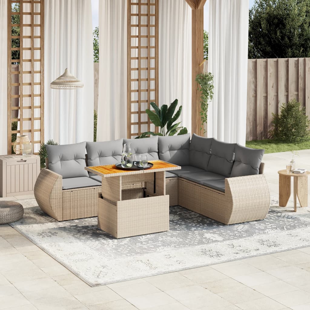 Set Mobilier De Grădină Cu Perne, 8 Piese, Negru, Poliratan