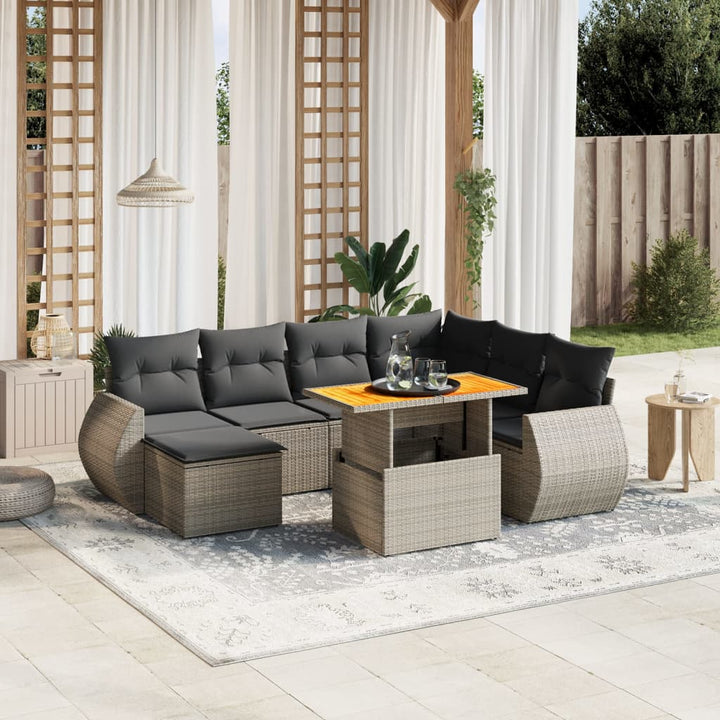 Set Mobilier De Grădină Cu Perne, 8 Piese, Negru, Poliratan