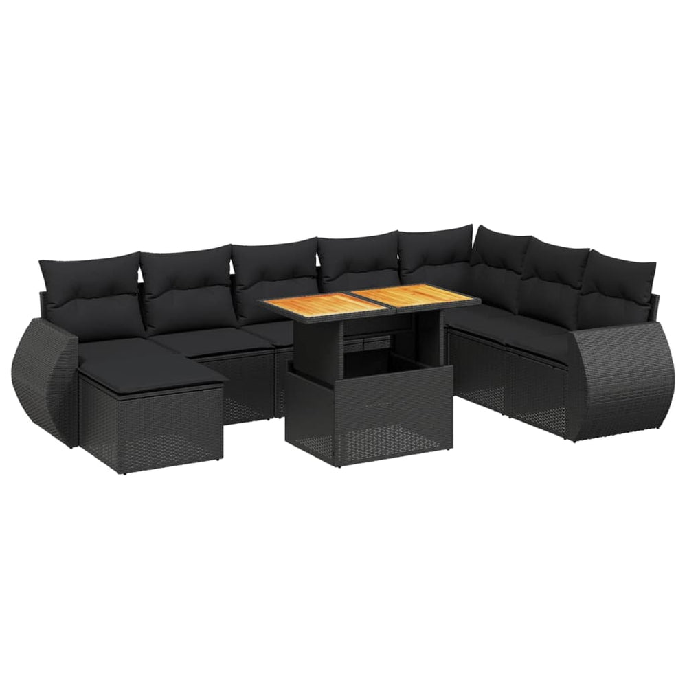 Set Mobilier De Grădină Cu Perne, 9 Piese, , Poliratan