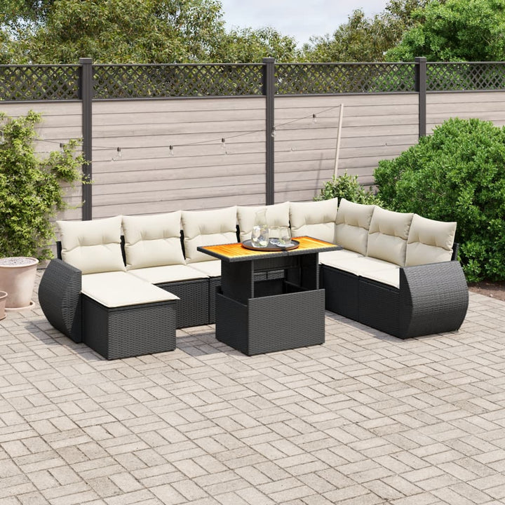 Set Mobilier De Grădină Cu Perne, 9 Piese, , Poliratan