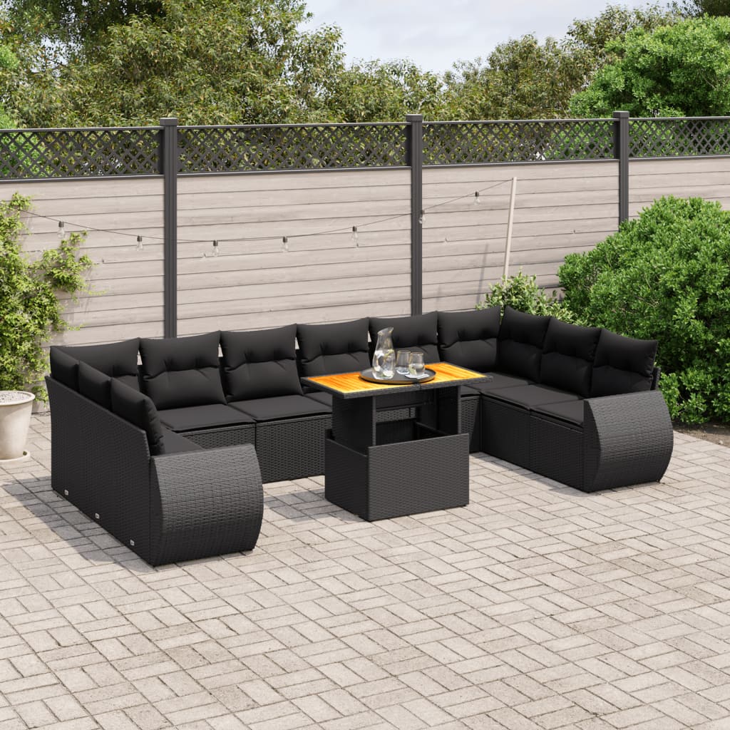 Set Canapele De Grădină Cu Perne, 11 Piese, , Poliratan
