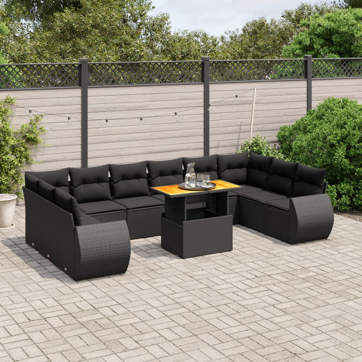 Set Canapele De Grădină Cu Perne, 11 Piese, , Poliratan