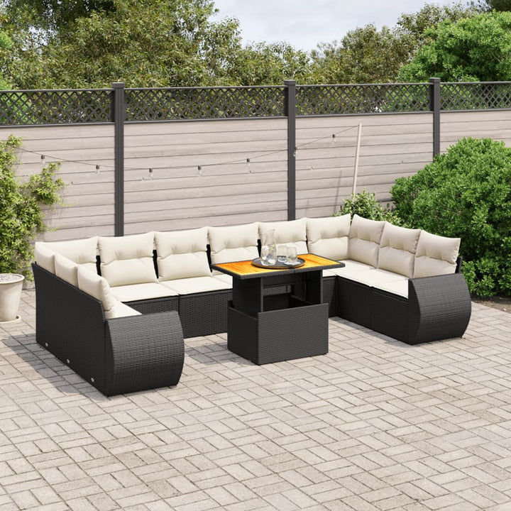 Set Canapele De Grădină Cu Perne, 11 Piese, , Poliratan