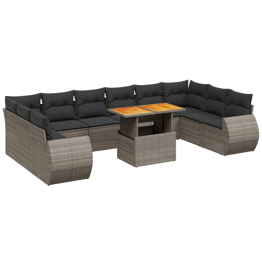 Set Canapele De Grădină Cu Perne, 11 Piese, , Poliratan