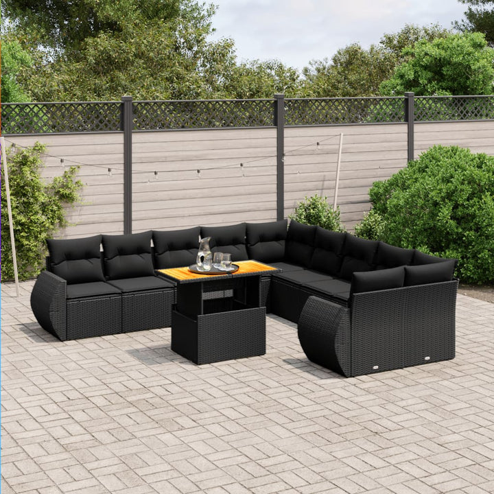 Set Canapele De Grădină Cu Perne, 11 Piese, , Poliratan