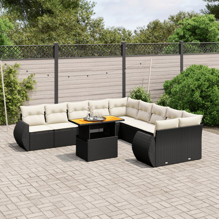Set Canapele De Grădină Cu Perne, 11 Piese, , Poliratan