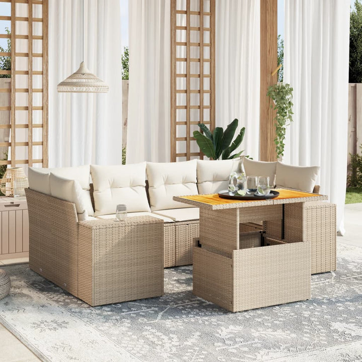 Set Canapele De Grădină, 7 Piese, Cu Perne, , Poliratan