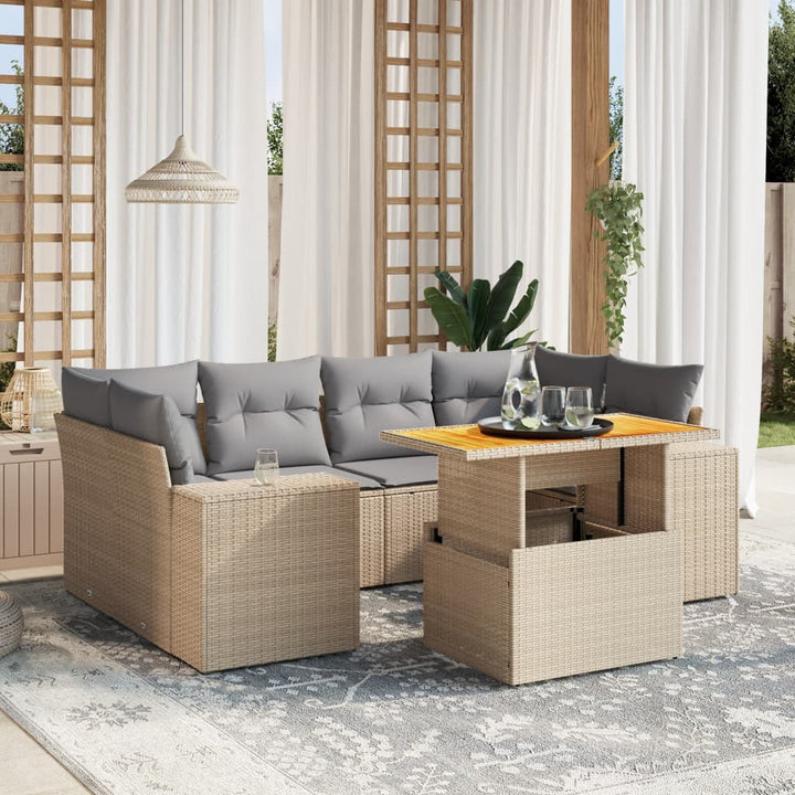 Set Canapele De Grădină, 7 Piese, Cu Perne, , Poliratan