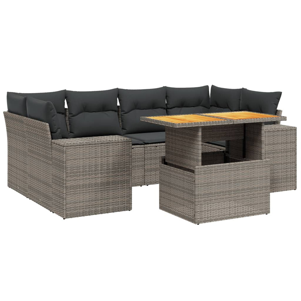 Set Canapele De Grădină, 7 Piese, Cu Perne, , Poliratan