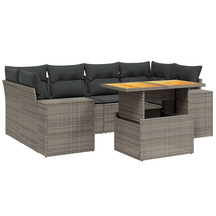 Set Canapele De Grădină, 7 Piese, Cu Perne, , Poliratan
