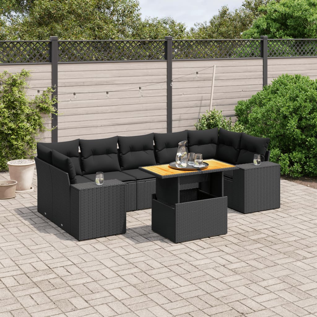 Set Canapele De Grădină, 8 Piese, Cu Perne, Bej, Poliratan