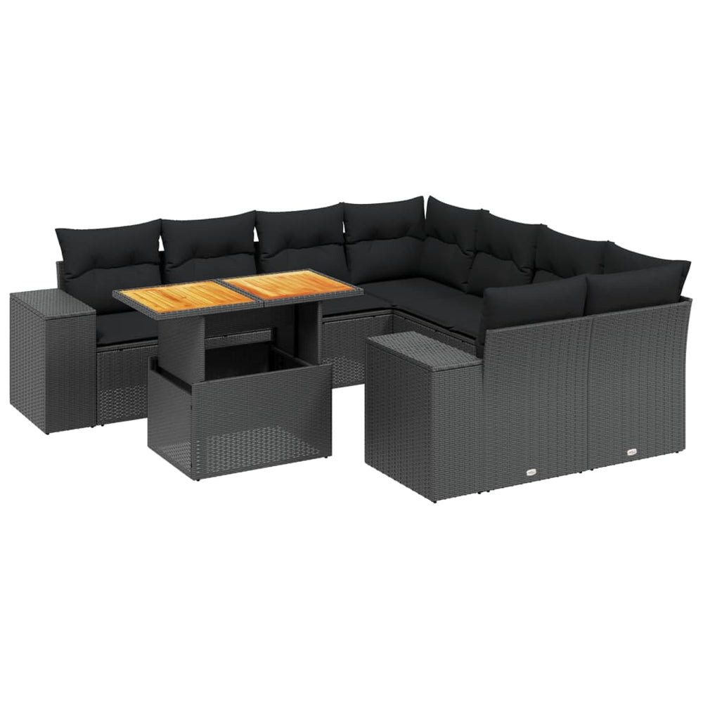 Set Mobilier De Grădină Cu Perne, 9 Piese, , Poliratan